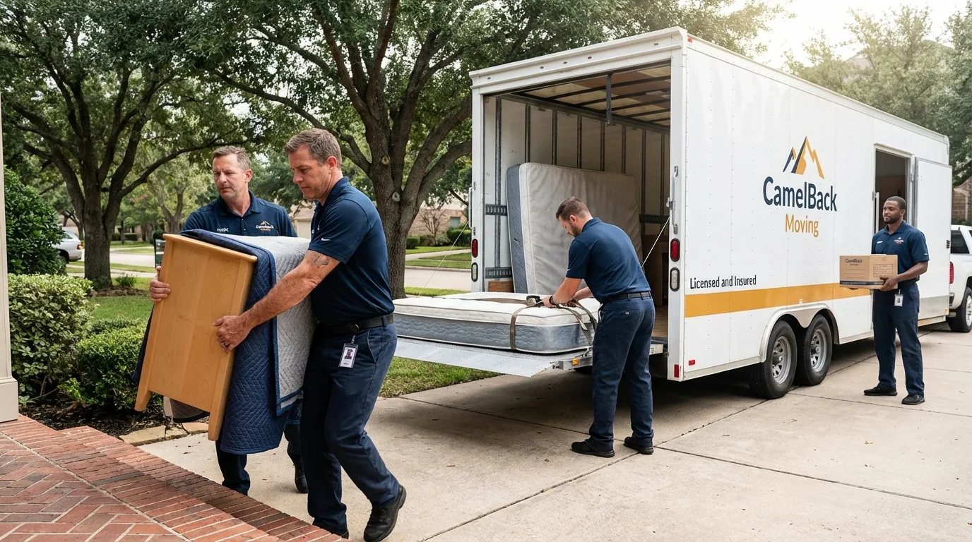 Crew loading residential truck for cross-state move from Roodhouse, IL