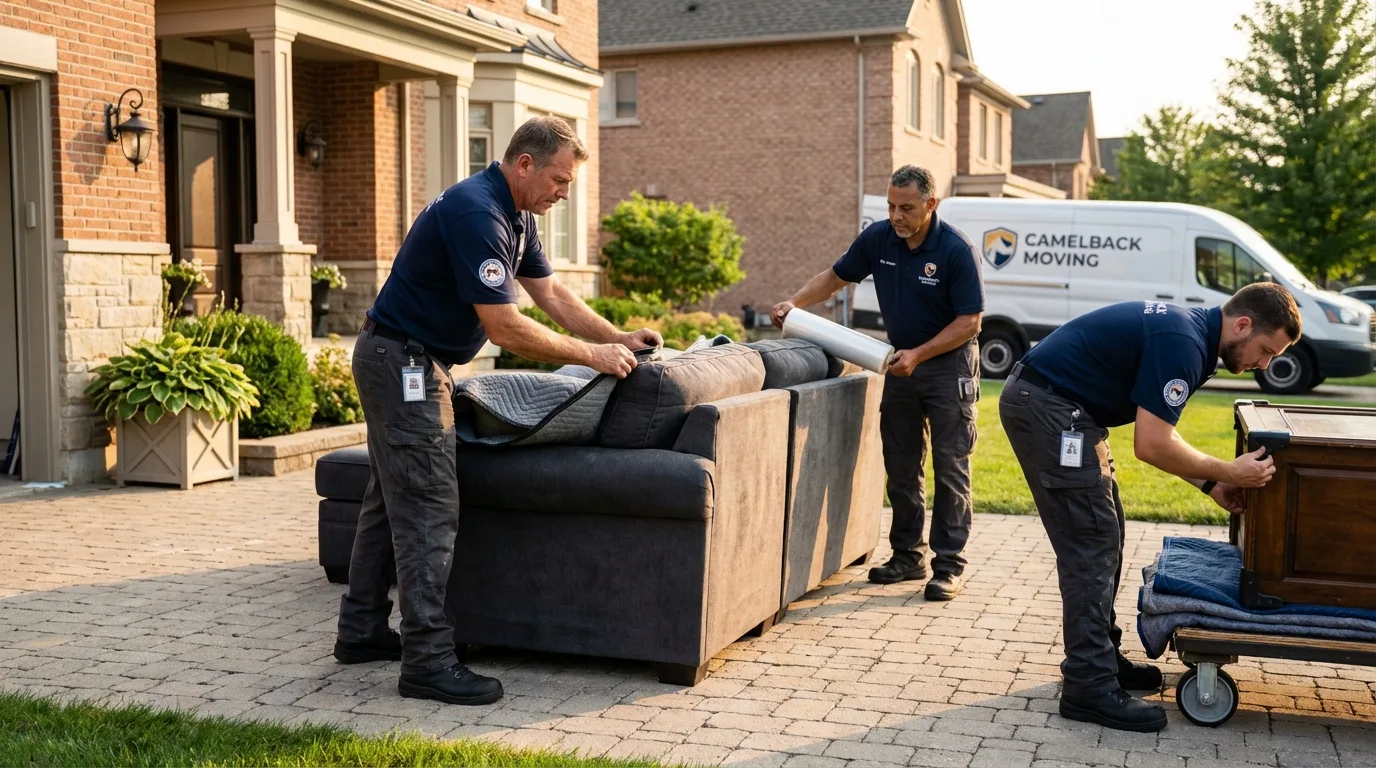 Large estate moving crew wrapping furniture in Roodhouse, IL