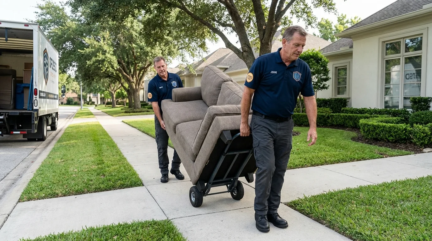 Local residential moving crew loading furniture in Roodhouse, IL